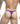Person wearing a purple thong on a white background