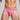 Person wearing a bright pink lace thong against a gray background