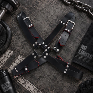 DNGEON Harness Belts Cross-DNC02-BlackRed-OS-1