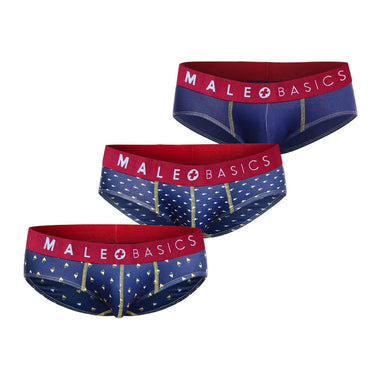 MaleBasics 3 - Pack Brief Prints Marine - MBT03 - Marine - L - 1
