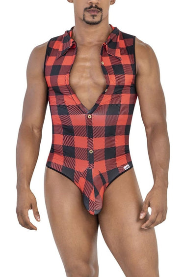 Mens Lumberjack Bodysuit CandyMan 99800 - CandyMan_99800_Red_S/M - 1