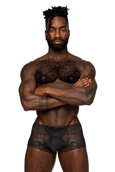 Mens Sassy Lace Mini Short Sheer Pouch Male Power 127 - 280 - Male Power_127 - 280_Black_S - 1