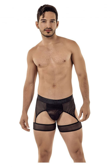 Mens Stripes Gaterbelt Thongs CandyMan 99403 - CandyMan_99403_Black_S - 1