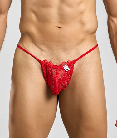 MOB Men's Lace Thong-MBL27-Red-SM-7