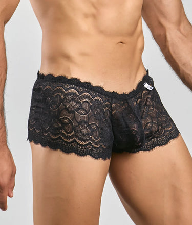 Mens Lace Boxer Black Side View