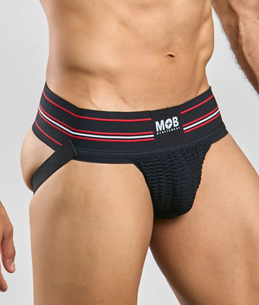 Men 3" Wide Classic Jockstrap-MBL100-Black-S-2