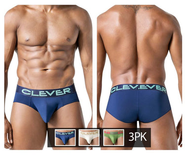 Mens 3PK Australian Latin Briefs Clever 519968 - Clever_519968_Beige - Blue - Green_S - 2