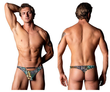 Mens Go Wild Thong with 2 Rings Male Power 439 - 295 - Male Power_439 - 295_Multi Animal_S/M - 2