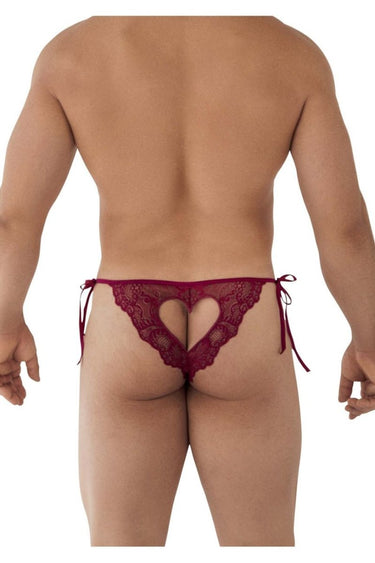 Bikini - Mens Lace Heart Bikini CandyMan 99579 - S/M - Burgundy - CandyMan_99579_Burgundy_S/M - CandyMan - 3