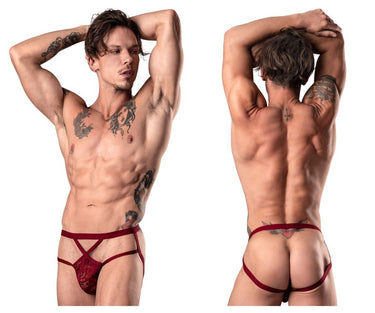 Mens Lucifer Strappy Jock Male Power 394 - 289 - Male Power_394 - 289_Burgundy_S/M - 2