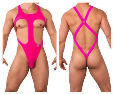 Mens Mesh Bodysuit CandyMan 99643 - CandyMan_99643_Hot Pink_S/M - 2