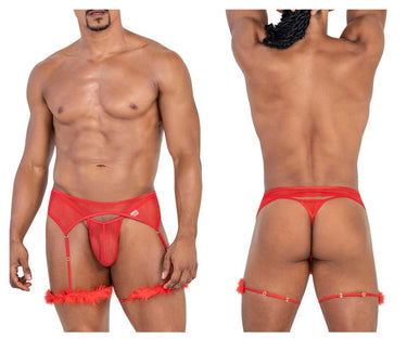 Mens Mesh Garter Outfit CandyMan 99806 - S/M - Red - CandyMan_99806_Red_S/M - 2