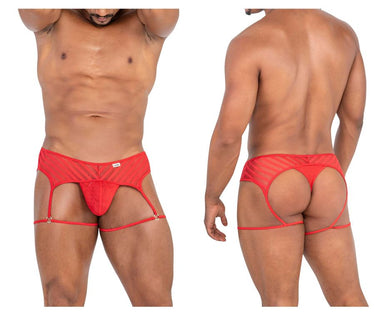 Mens Mesh Garter Thongs CandyMan 99792 - CandyMan_99792_Red_S/M - 2