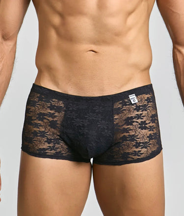 Men's Mesh Lace Pouch Trunk-MBL84-BlackLace-SM-2