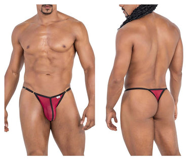 Mens Mesh Thongs CandyMan 99776 - CandyMan_99776_Burgundy_S/M - 2