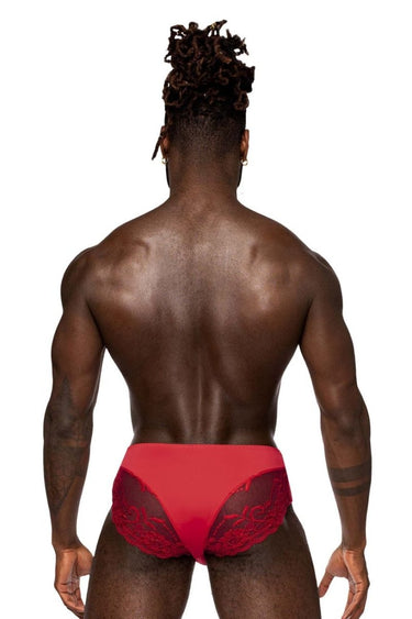 Mens Sassy Lace Bikini Solid Pouch Male Power 492 - 280 - Male Power_492 - 280_Red_S - 3