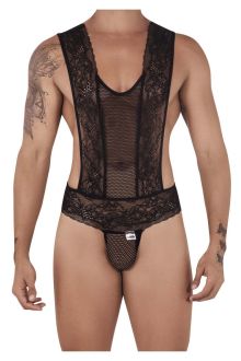 CandyMan 99518 Mesh-Lace Bodysuit Thongs